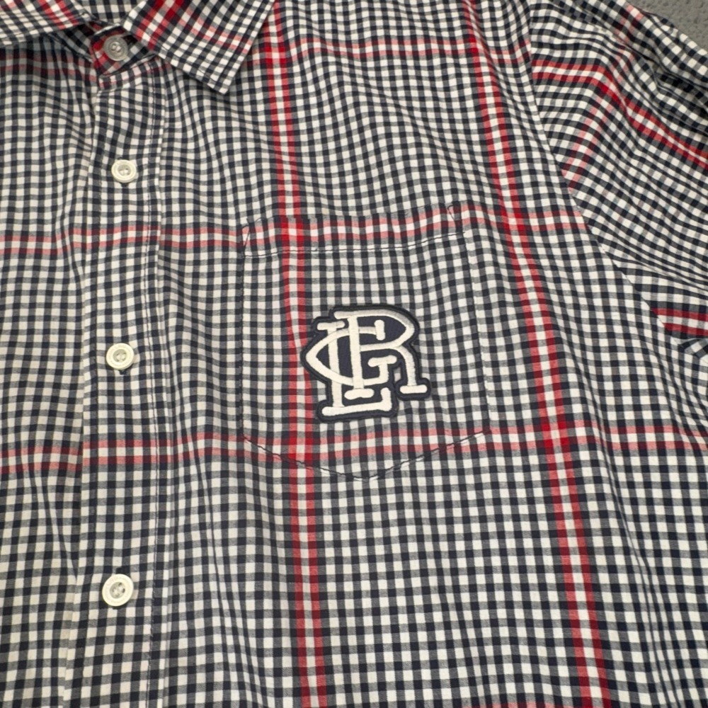LRG Lifted Research Group Shirt Mens 2XL Navy Red Plaid Streetwear Retro Rare - Picture 2 of 9